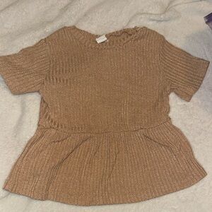 SHEIN Tan Ribbed Knit Top